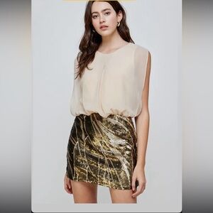 Elegant Gold and Black Sequin Skirt